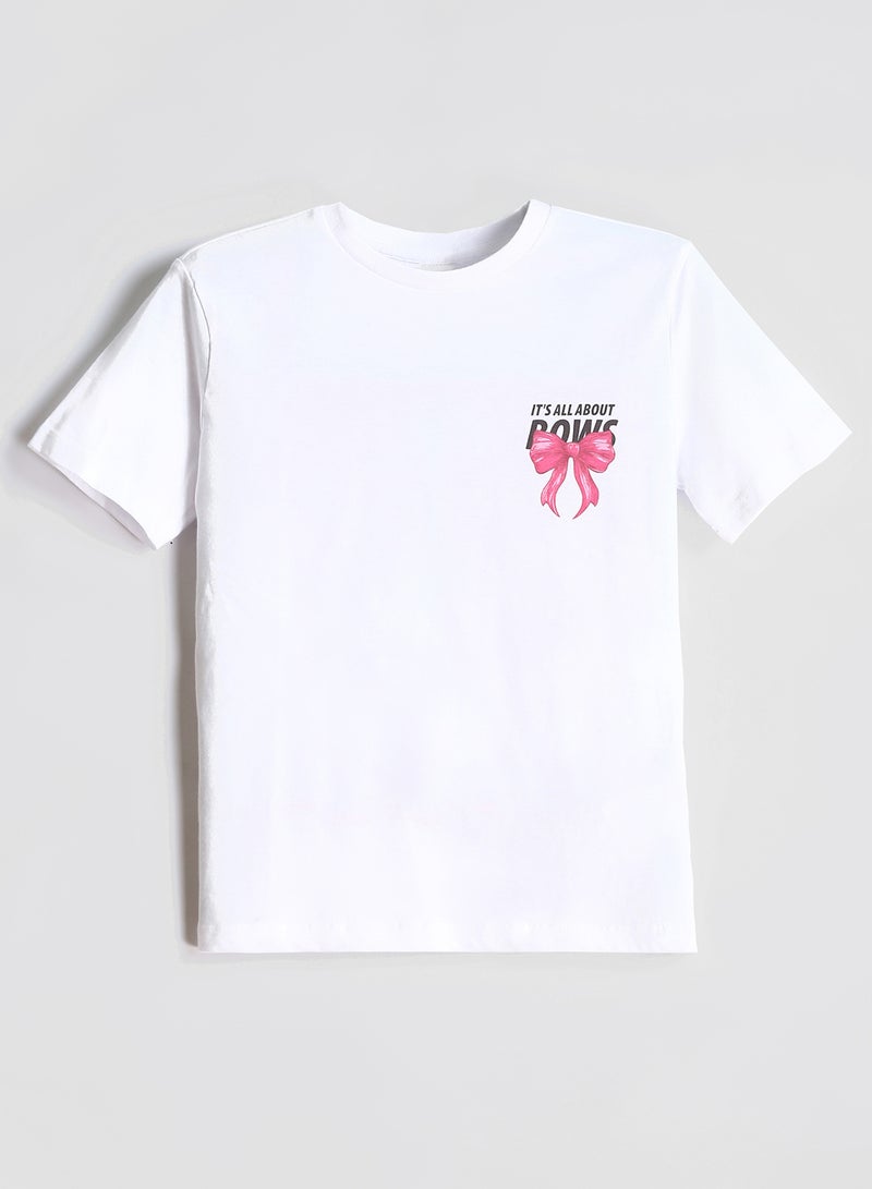 ال سي وايكيكي تيشيرت بناتي مطبوع برقبة دائرية - Image 1